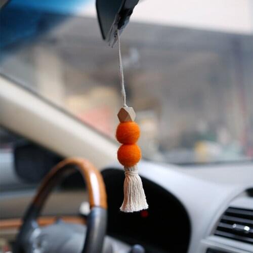 Rear View Mirrior Pendant Accessory Felt Ball Tassel Car Diffuser Hanging Car Interior Decor Ornament for Vehicle UD88
