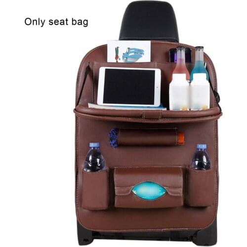 Pu Leather Pad Bag Car Seat Back Organizer Foldable Table Tray Storage Bag Foldable Dining Table Car Seat Storage Bag