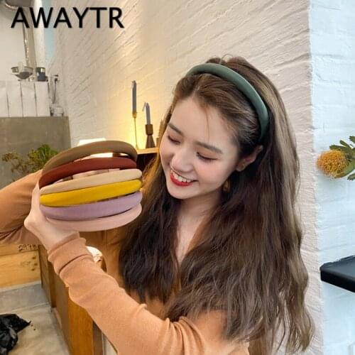 AWAYTR Soild Color PU Faux Leather Headbands Women Hairband Hair Hoop Girl Fashion Simple Hair Bands Bezel Hair Accessories 2021