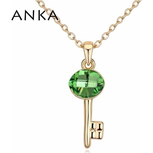 Real trendy new key crystal pendant necklaces for women gold color Crystals from Austria #102742
