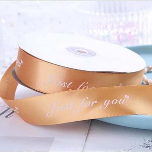 10MM Champagne Just For You Printed Polyester Ribbon for Wedding Christmas Party Decorations Bow Craft Ribbons Gifts Wrapping