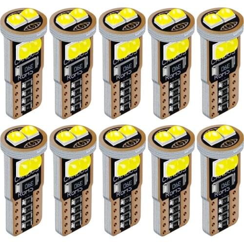 10Pcs T10 W5W WY5W Super Bright LED Canbus Car Reading Dome Lights Auto Parking Lamp Wedge Tail Side Bulbs White Red Yellow Blue