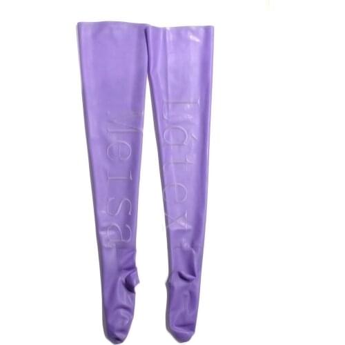 100% handmade natural lingerie latex swim socks in purple color for women