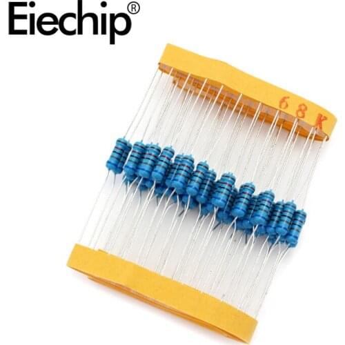100pcs/lot 0.5W 1 ohm 1% Metal film resistor 1/2W resistance 68K Electronic resistors