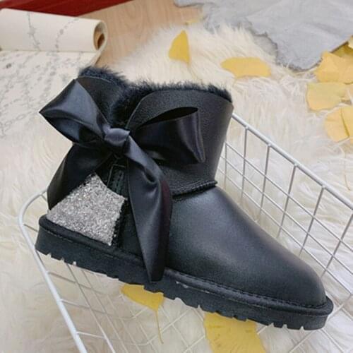 2020 Top Quality New Fashion Genuine Sheepskin Leather Snow Boots for Women Winter Real Wool Botas Mujer Natural Fur Warm Shoes