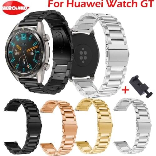 22mm Stainless Steel Link bracelet For Huawei Watch GT Watch Band Strap For Samsung Galaxy Watch 46mm Gear S3 Wristband + Tool