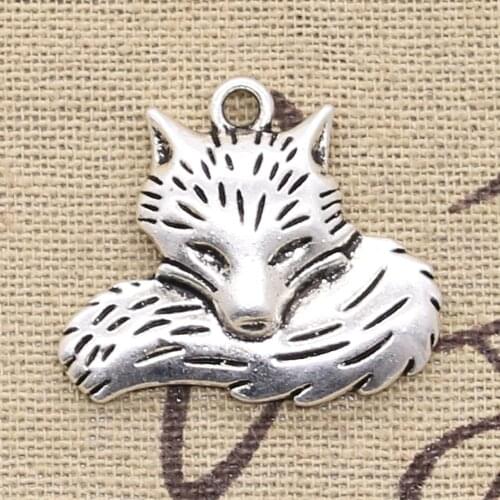 5pcs Charms Wolf Tail Fox 24x28mm Antique Bronze Silver Color Copper Pendants Making DIY Handmade Tibetan Silver Color Jewelry