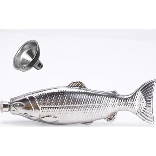 5oz Trout-Fish-Shape Hip Flask Alcohol Bottle With Funnel Stainless Steel Mini Pocket Flask Party Drinkware For Gift