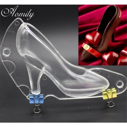 Aomily Large 3D High Heeled Shoes Shape Plastic Chocolate Cake Mold Jelly Candy Ice Mould Baking Sugar Craft Wedding Cake DIY