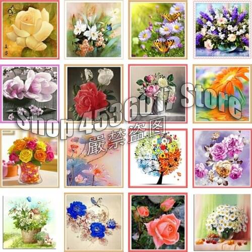 Flowers,5d Diy Diamond Painting,Embroidery,canvas,Cross Stitch,Wall Stickers,rose,lily,Crafts,home docer,Resin,Cartoon,Mosaic