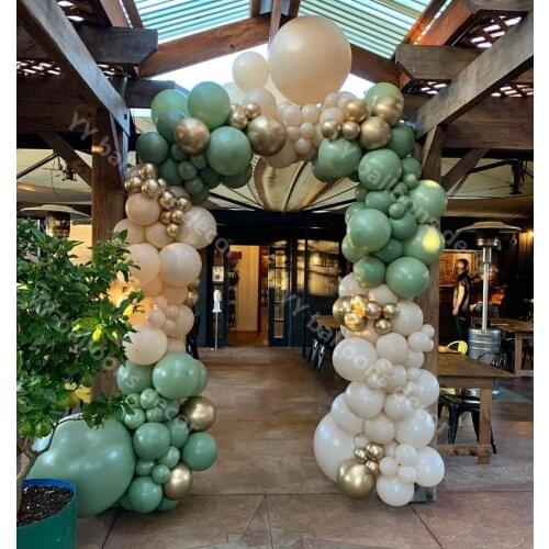 Retro Green Skin Globos DIY Balloons Garland Arch Metallic Gold Global Birthday Wedding Anniversary Party Decoration Baby Shower