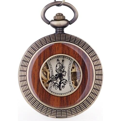 Hollow Roman Numerals Business Mechanical Unisex Pocket Watch Classic Gift Fob Watch With Chain