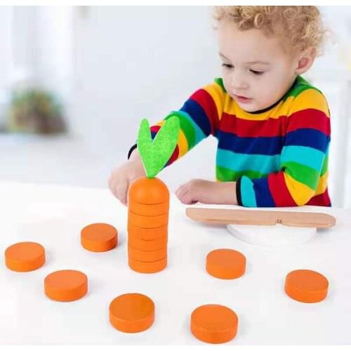 Simulation Carrot Wooden Montessori Childrens Early Education Exercise Infant Hand Eye Coordination Puzzle Cut Toys