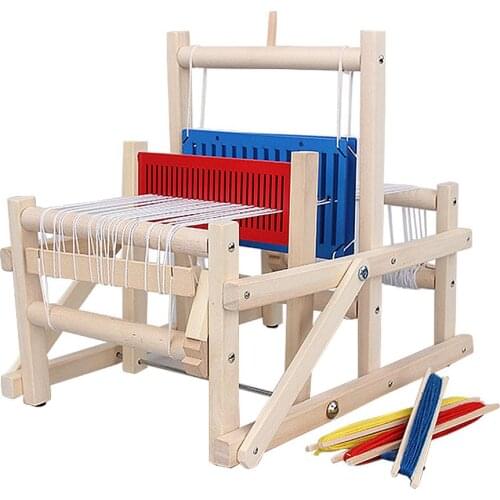 DIY Children Wooden Sewing Machine Weaving Loom Kit For Kids Weaving Toy Handmade Wool Hook Looms Household Textile Machine Mini