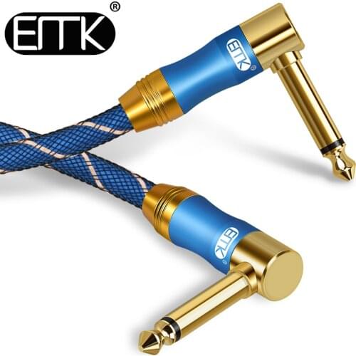 EMK Premium Guitar Effect Pedal Cable Short Right Angle 90 Degree Mono Jack 6.3/6.5/6.35/6.35mm Audio Patch Cable for Guitar