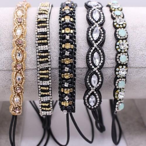 Metting Joura Ethnic Beads Headband Rhinestone Customized Headband Hair Band For Women & Girls Hair Accessories Hairband