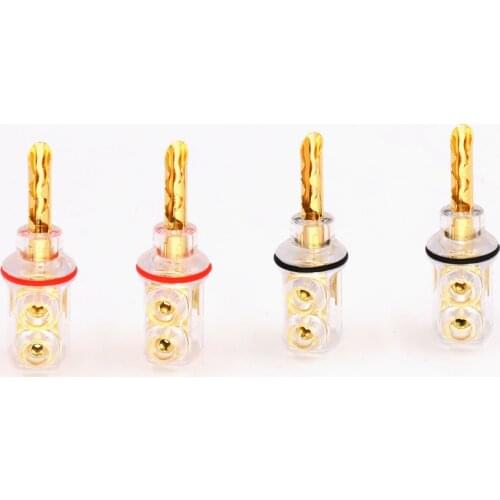 Hifi audio 4mm Gold plated BFA banana Transparent Cover Audio Banana Plug speaker cable 4pcs /set