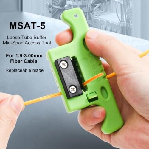2 PCS MSAT-5 Fiber Cable Ribbon Stripper MSAT 5 Loose Tube Buffer Mid-Span Access Tool 1.9mm to 3.0mm Replaceable Blade