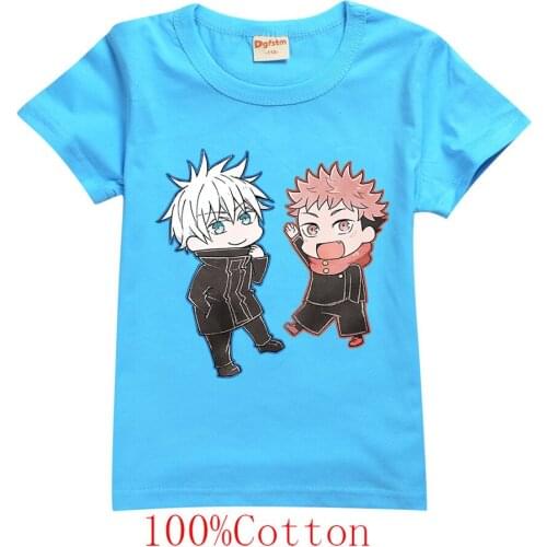 Summer 2-13Y Kids Game Jujutsu Kaisen Cotton T Shirt Boy Girls Graphic Tees Funny Anime Tshirt Cute Children Birthday Clothing