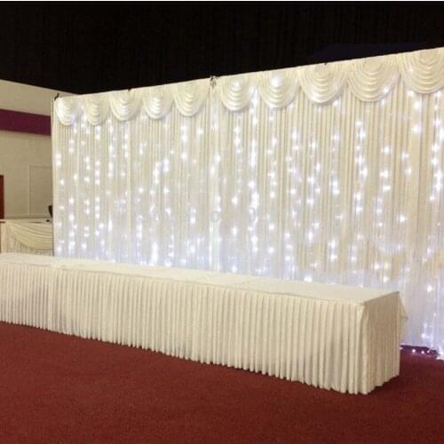 Top-rated Hotsale 3x6m White shiny Wedding Backdrop Wedding Curtain Backdrop Wedding Drape with LED light