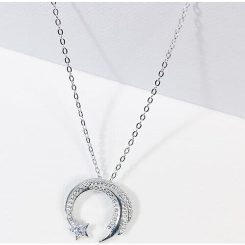 Moon Star 925 Sterling Silver Meteor Garden Slip Falling Meteor Micro-Inlaid Clavicle Chain Temperament Female Necklace SNE295