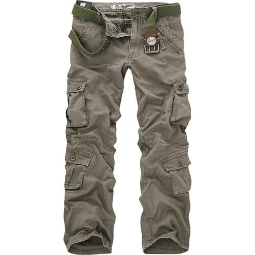 2021 High Quality Mens Cargo Pants Casual Loose Multi Pocket Military Pants Long Trousers for Men Camo Joggers Plus Size 28-40