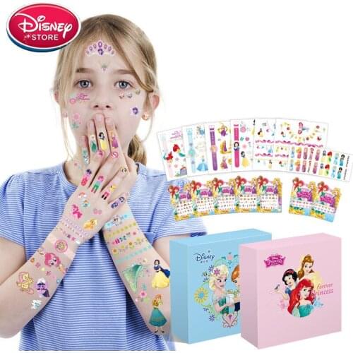 Disney Tattoo Nail Sticker for Baby Kids Toys Gift Disney Princess Frozen Anna Elsa Sofia Belle Snow White DIY Sticker