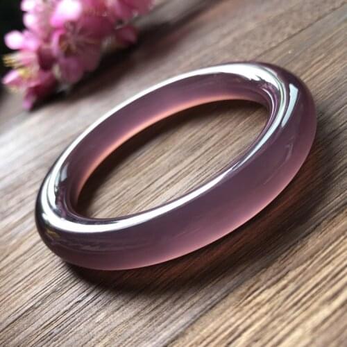 Genuine Natural Jade Bangle Purple Chalcedony Bracelet For Women Real Chinese Jades Stone Accessories Jewellery Gemstone Bangles