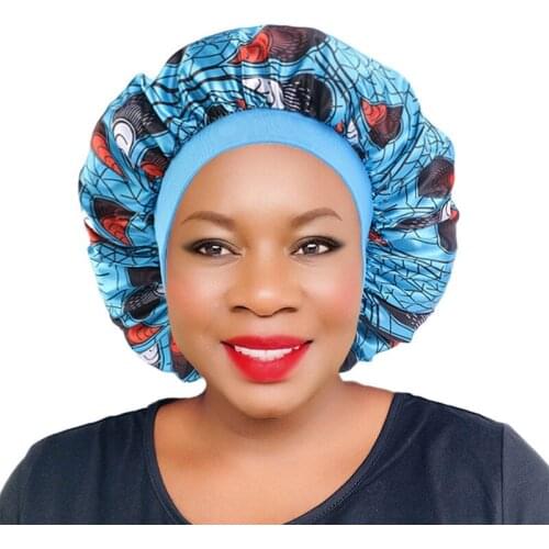 Night Cap Hair Sleep Silk for Women Cover Head Wrap Brimmed Night Hat with Premium Elastic Band Extra Large Satin Silky Bonnet