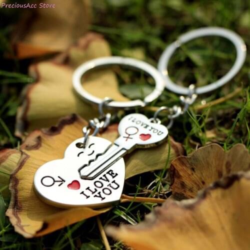1 Pair Couple I LOVE YOU Letter Keychain Heart Key Ring Newy Lovers Love Key Chain Souvenirs Valentines Day