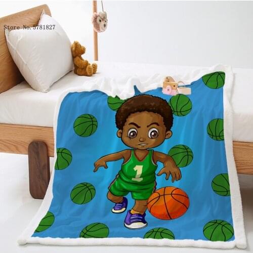 African Boy Sherpa Blanket 3D Print Lovely Kawaii Thicken Blanket For Bedroom Throw Blanket Home Dorm Decor Weighted Blanket