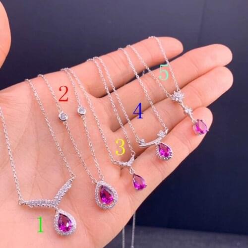 Classic new classic garnet gemstone necklace for women ornament real 925 silver natural gem good shiny red color birthday gift