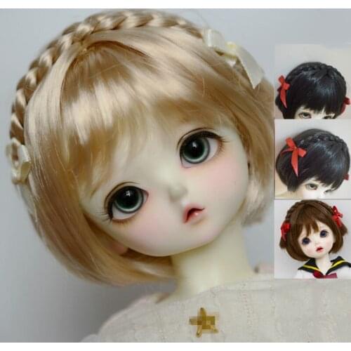 BJD wig suitable for 1/31/41/61/8 fashion versatile small braids mushroom hair super soft silk wig gold cherry blossom powder