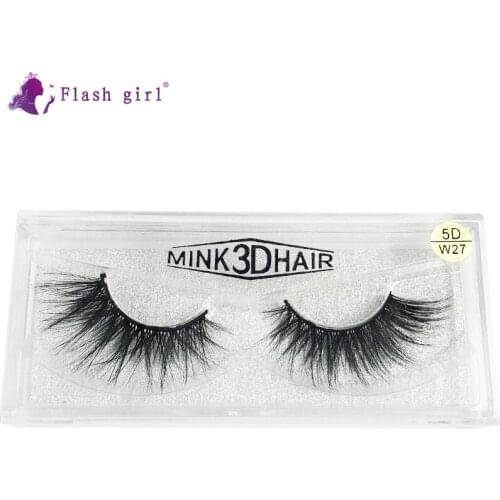 Flash Girl Newest Design 5D Mink Eyelashes Natural Volume Eyelash Extension Thick Long Fake Eye Lashes Makeup Tools 5D-W27