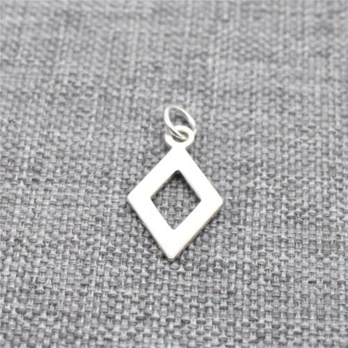 10 Pieces of 925 Sterling Silver Small Diamond Shape Charms for Necklace Bracelet Earring Jewelry Making