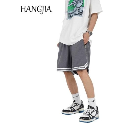 Vintage Streetwear Mens Striped Sweat Short Fashionable Patchwork Track Shorts Summer Loose Casual Sweatpant Man Women