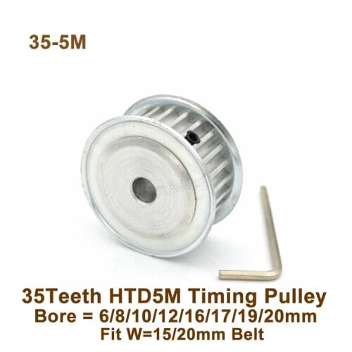 POWGE 35 Teeth 5M Synchronous Pulley Bore6/8/10/12/15/16/17/19/20mm Fit W=15/20mm 35T 35Teeth HTD 5M Timing Belt Pulley 35-5M