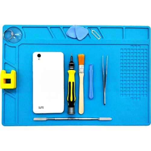 Blue Dropship Antistatic Mat Silicone Repair Mobile Phone Insulation Heating Cell Phone Maintenance Platform 1 pc