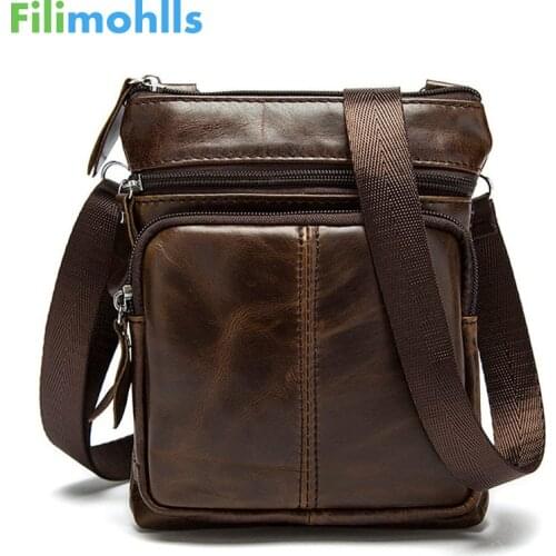 New Casual Leather Men Bag Small Coin Purse Shoulder Bag Vintage Design Zipper Style Messenger Bags Handbags for Men S-224
