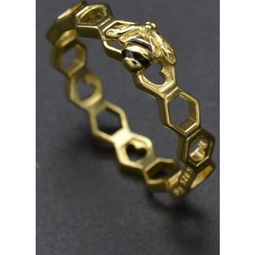 High Quality New 925 Sterling Silver Ring And Shiny Golden Bee Nest High-End Jewelry DIY For Womens Wedding