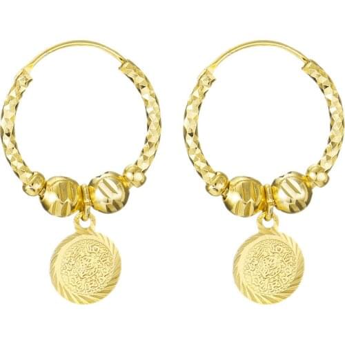 WANGAIYAO2021 new Saudi Arabia copper plated earrings ladies fashion coin pendant color preservation fashion jewelry earrings ac