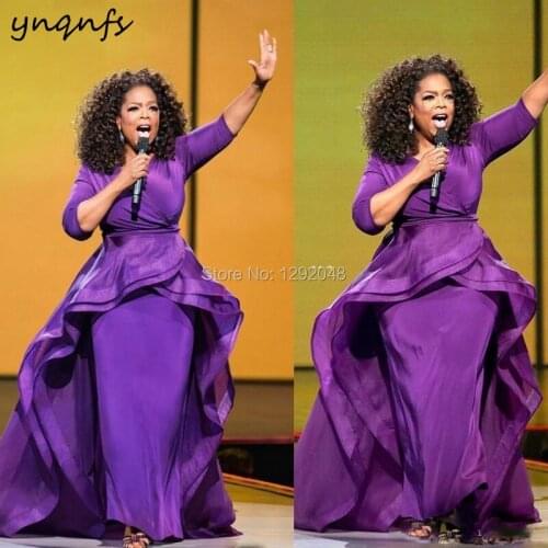 YNQNFS M175 V Neck Spandex Purple Dress Elegant Formal Dress Dubai Mother of the Bride Groom Dresses Plus Size 2019