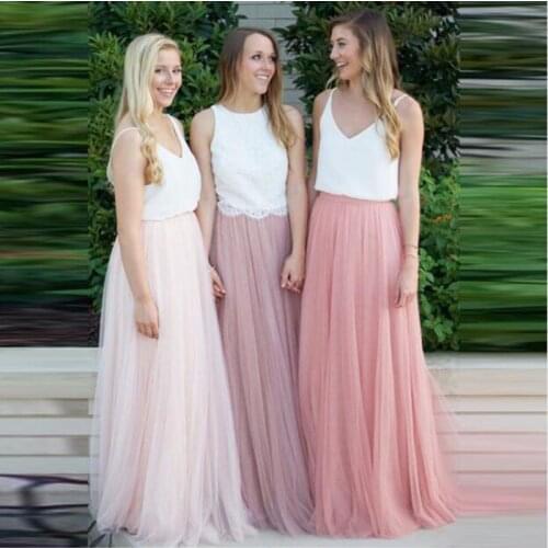 Women 3 Layers Lace Maxi Long Skirt Elastic waist Tulle Skirt Bridesmaid Ball Skirts Plus Size Womens Skirts Hot sale