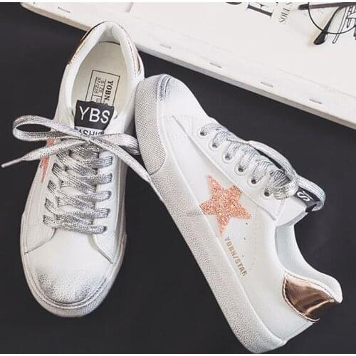 2021 White Canvas Womens Vulcanize Shoes Women for Girls Woman Elegance Autumn Ins Pu Shine Star