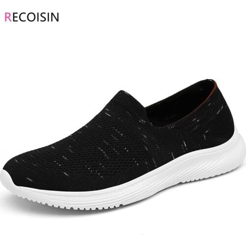 RECOISIN 2020 Autumn Women Shoes Breathable Mesh Casual Shoes Woman Slip-on Comfortbale Flats Shoes for Women zapatillas mujer