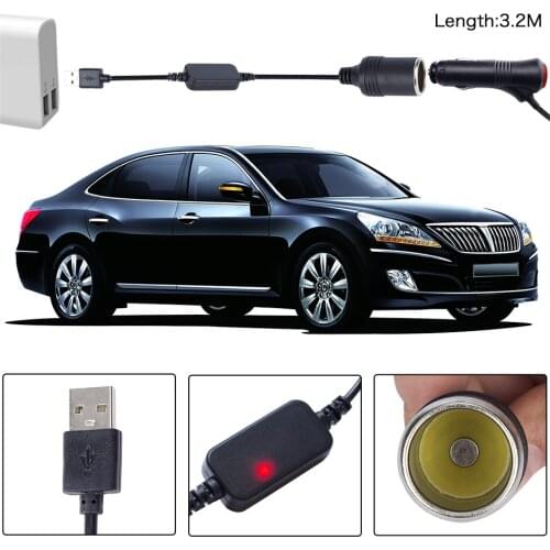 0.6/1.2/3.2m USB A Male to 12V Car Cigarette Lighter Socket Female Converter For DVR Dash Camera GPS E-Dog