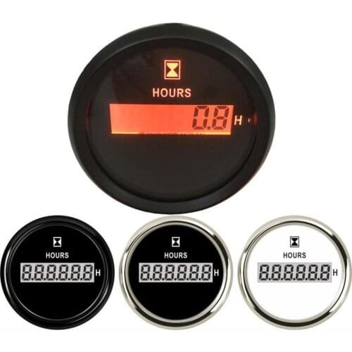1pc Automotive 52mm Hour Meters Tuning Instrument 0-99999.9H Truck Hourmeters Marine Black Time Gauges Red Backlight 9-32vdc