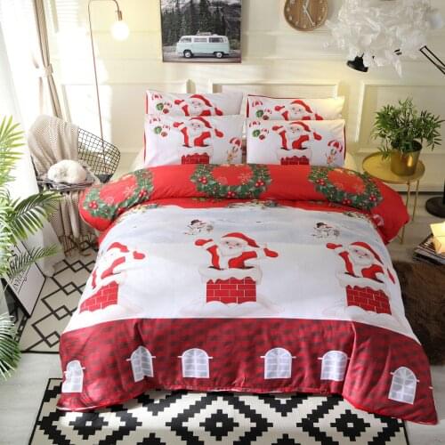 2/3 Pcs Christmas Festival Bedding Set Sanding Soft Thicken Cartoon Pillowcase Set Cover Cover Quilt King Duvet Size Queen