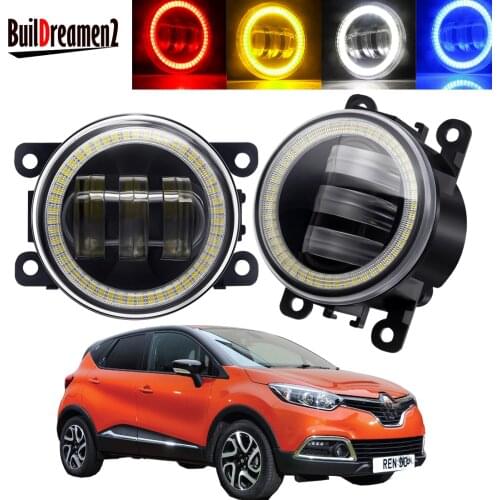 2 X Angel Eye Fog Light Assembly Car LED Lens DRL Fog Daytime Running Lamp 30W 12V For Renault Captur 2013 2014 2015 2016 2017