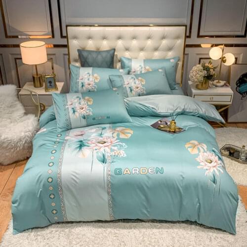 2021 new products Luxury Knitted cotton washed silk Large print reactive printing Bedspread Bedsheet Pillowcases 4pcs